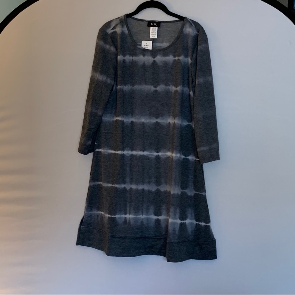 MSK Cinched Grey Sleeve High-Low Dress Size L